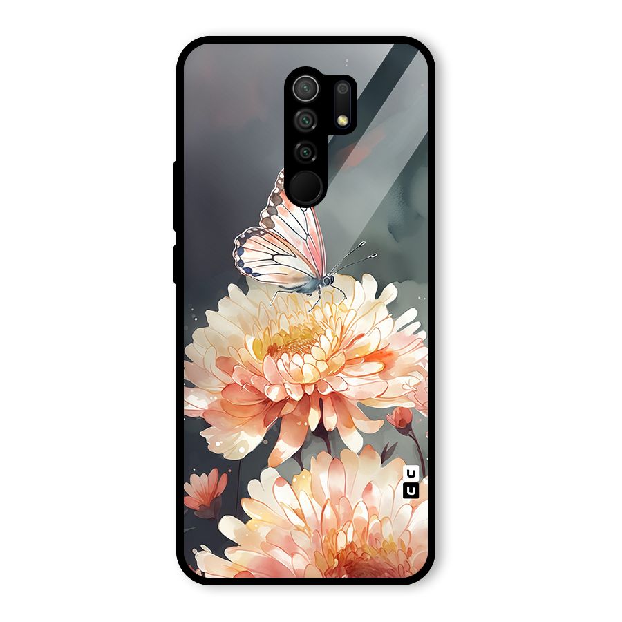 Digital Art Butterfly Flower Glass Back Case for Redmi 9 Prime