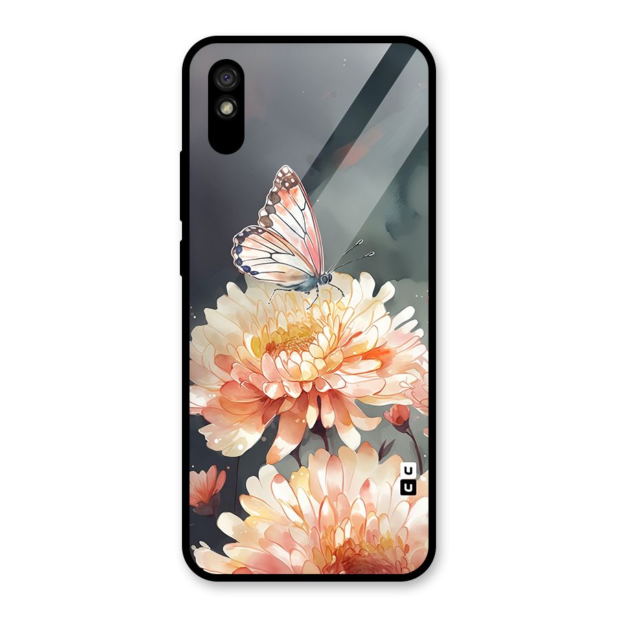 Digital Art Butterfly Flower Glass Back Case for Redmi 9i