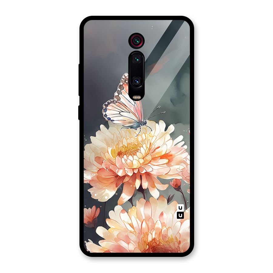 Digital Art Butterfly Flower Glass Back Case for Redmi K20