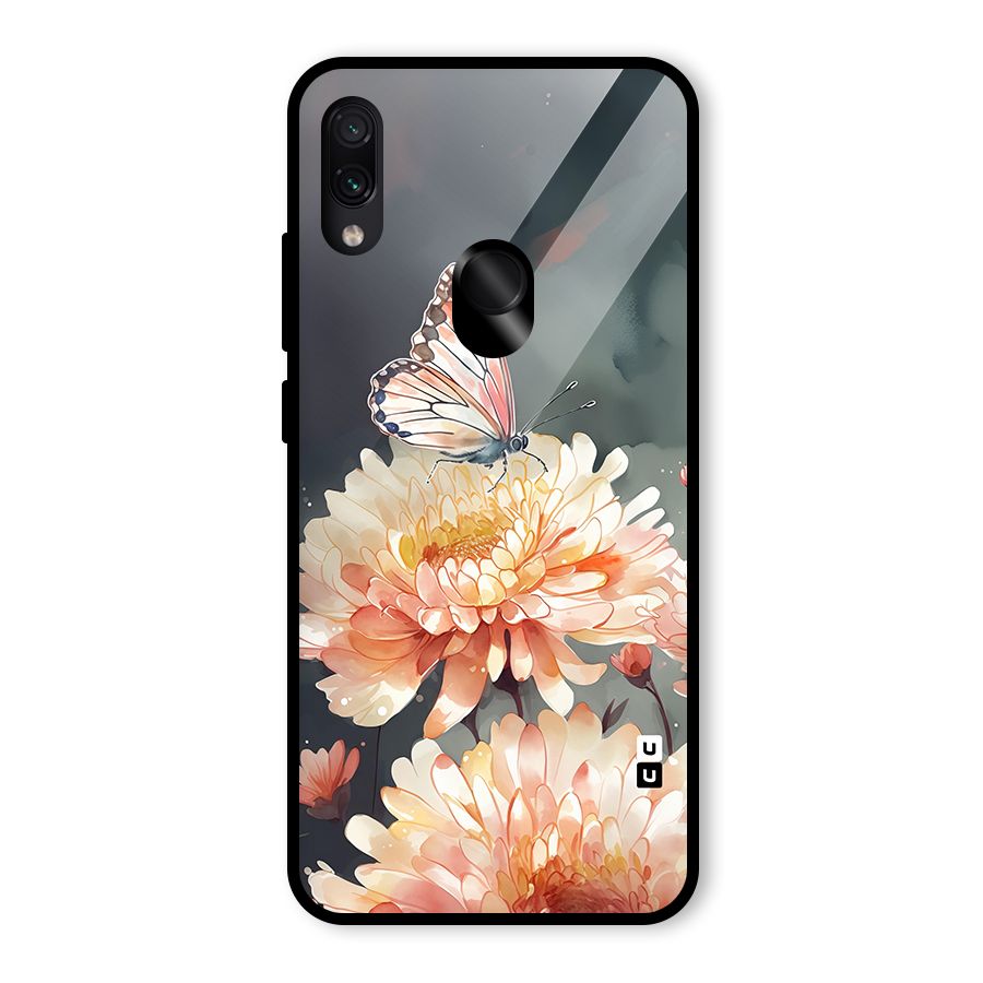 Digital Art Butterfly Flower Glass Back Case for Redmi Note 7S
