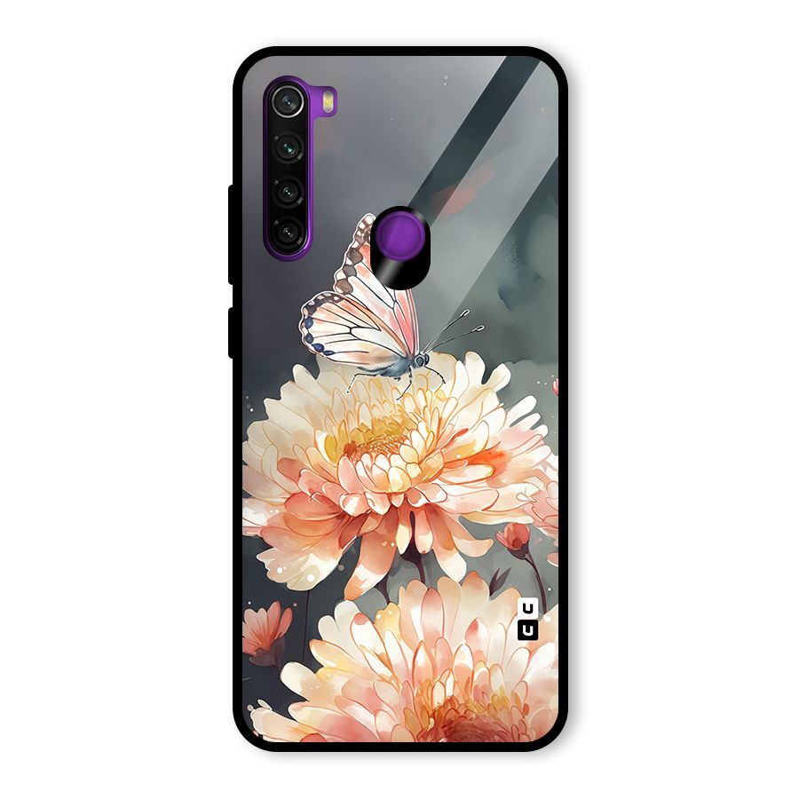 Digital Art Butterfly Flower Glass Back Case for Redmi Note 8