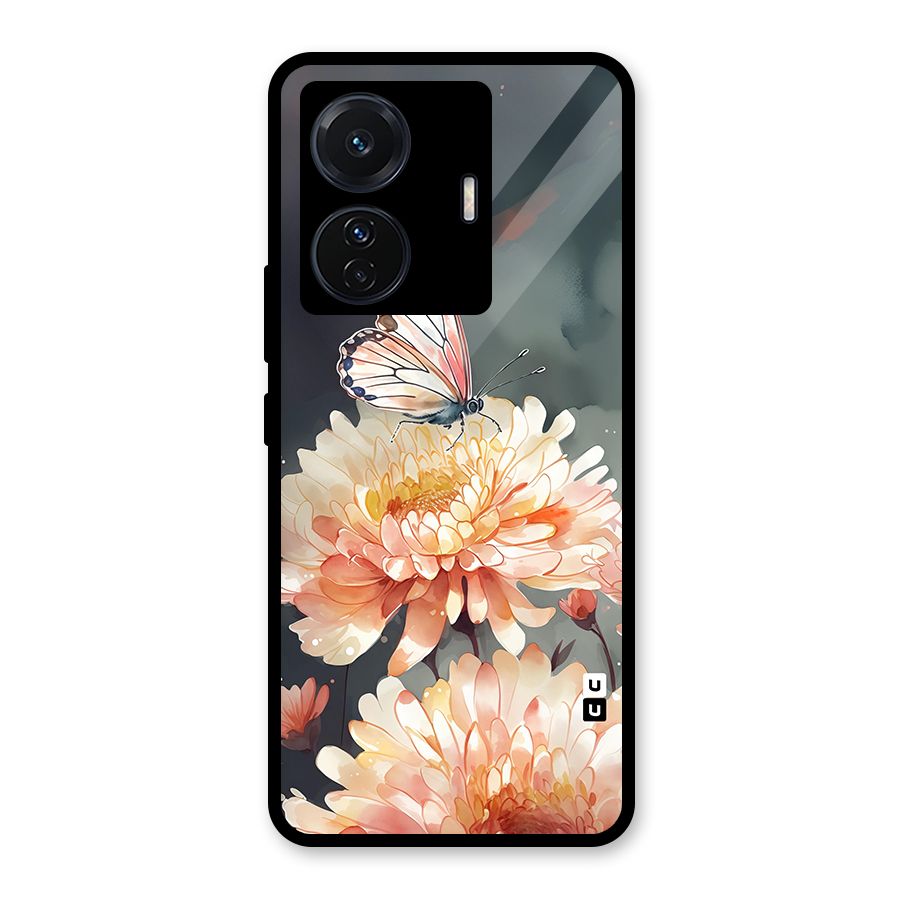 Digital Art Butterfly Flower Glass Back Case for Vivo T1 Pro