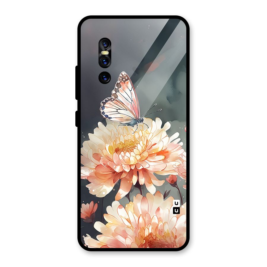 Digital Art Butterfly Flower Glass Back Case for Vivo V15 Pro
