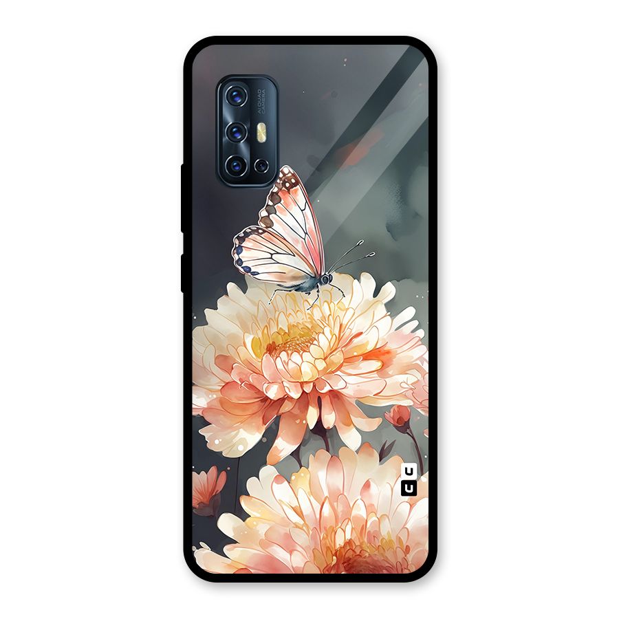 Digital Art Butterfly Flower Glass Back Case for Vivo V17