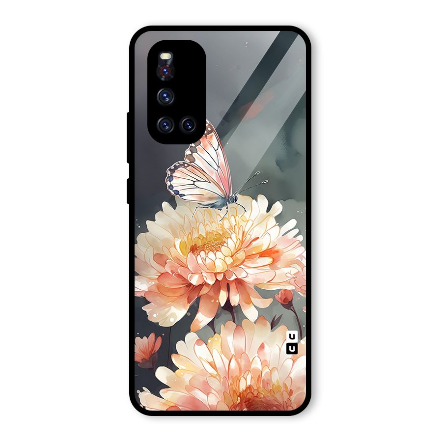 Digital Art Butterfly Flower Glass Back Case for Vivo V19