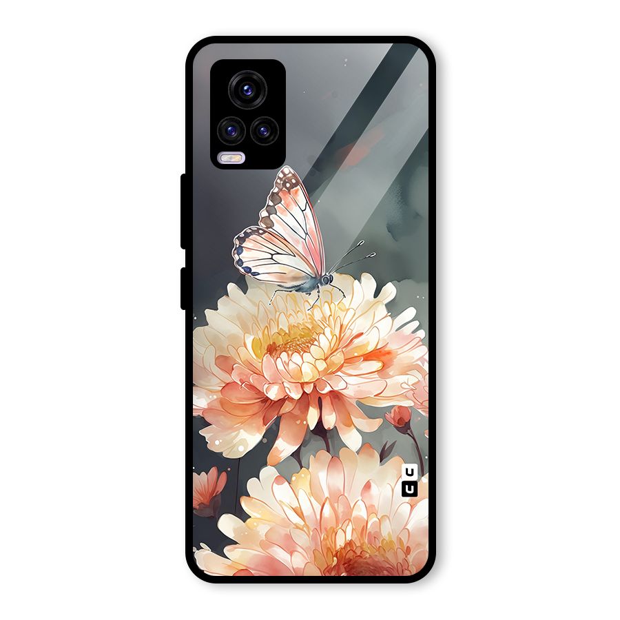 Digital Art Butterfly Flower Glass Back Case for Vivo V20