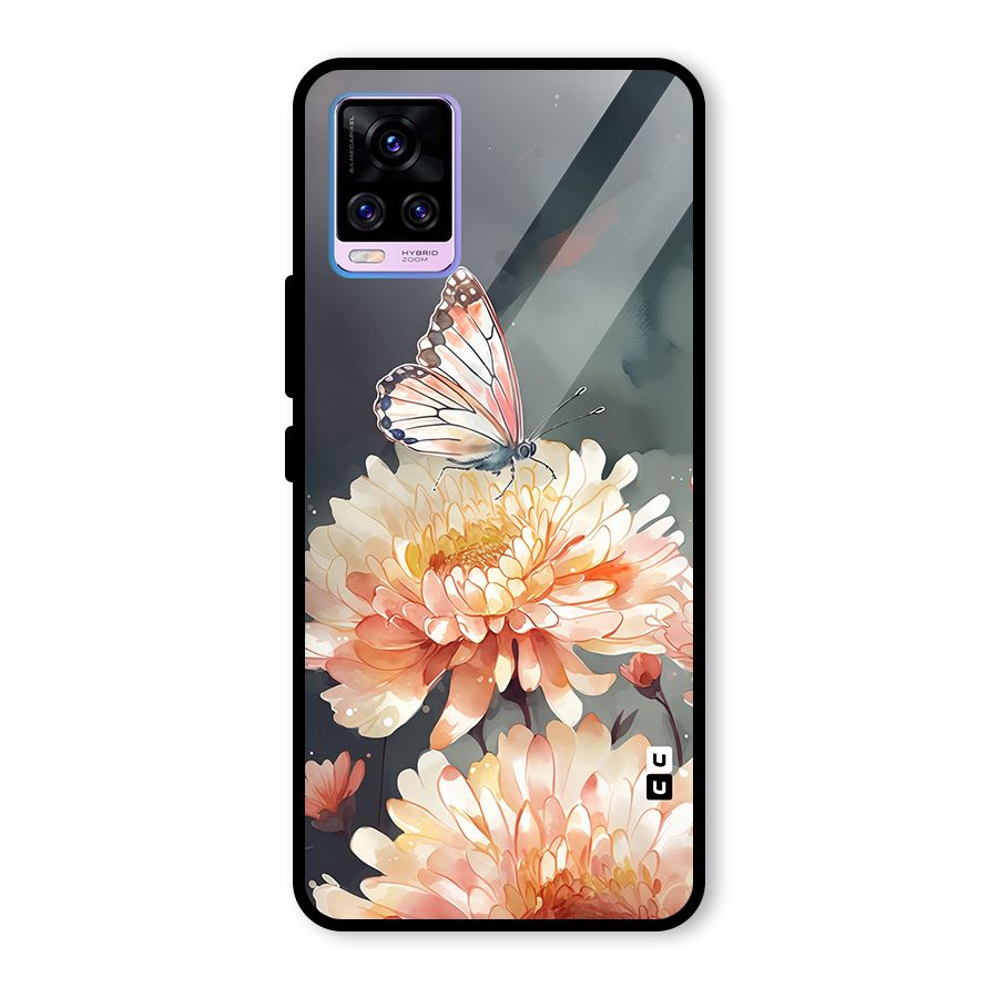Digital Art Butterfly Flower Glass Back Case for Vivo V20 Pro