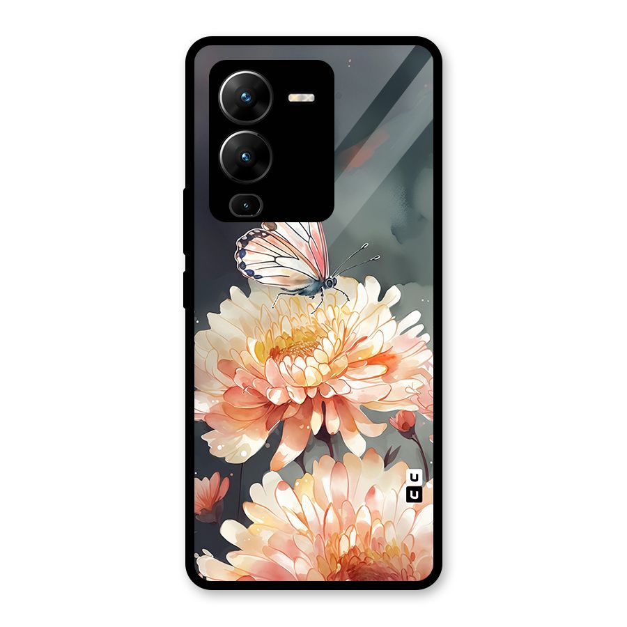 Digital Art Butterfly Flower Glass Back Case for Vivo V25 Pro