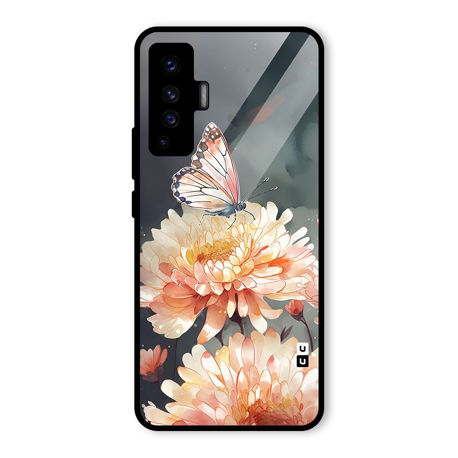 Digital Art Butterfly Flower Glass Back Case for Vivo X50