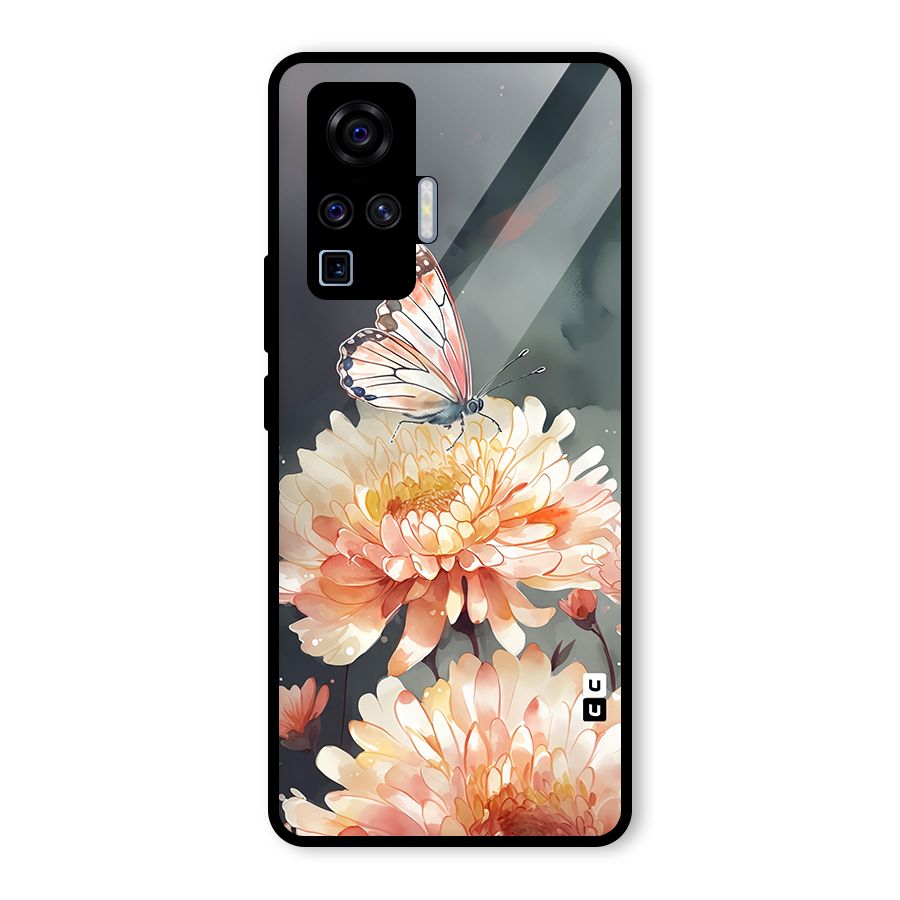 Digital Art Butterfly Flower Glass Back Case for Vivo X50 Pro