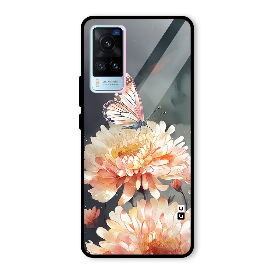 Digital Art Butterfly Flower Glass Back Case for Vivo X60