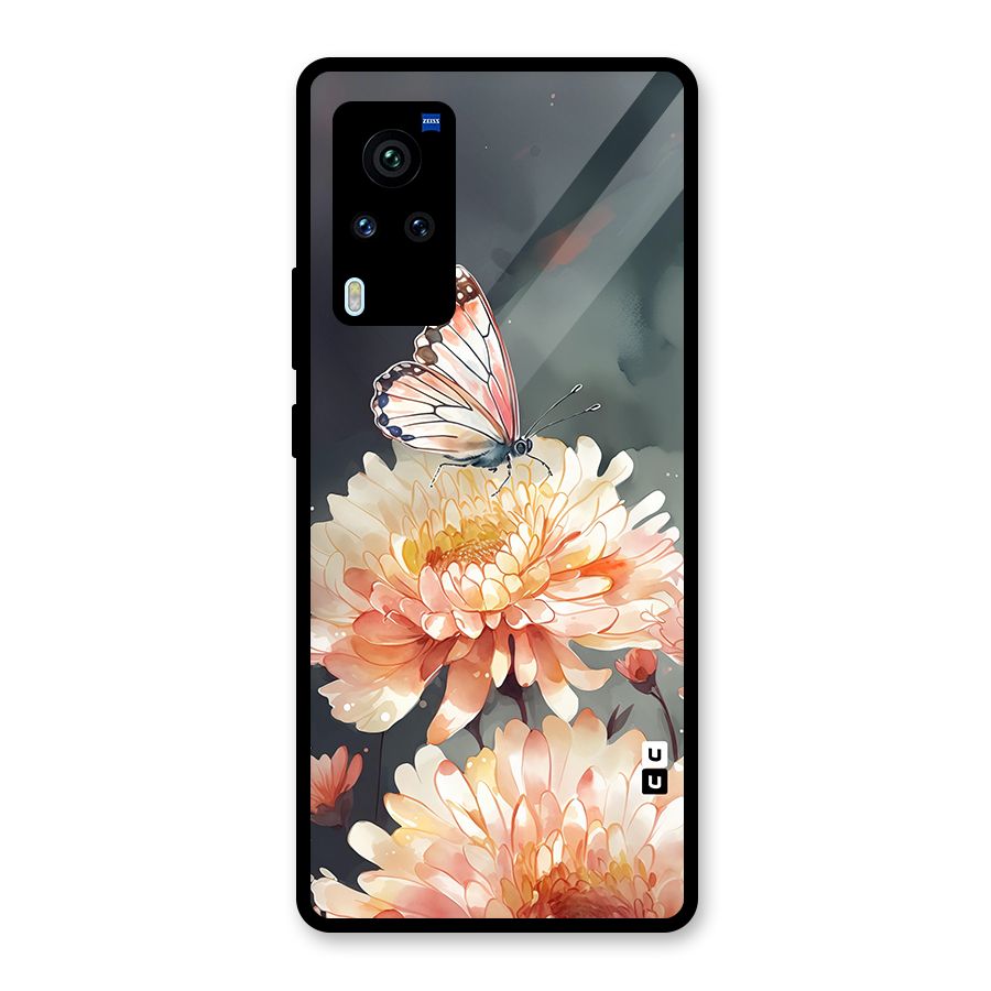 Digital Art Butterfly Flower Glass Back Case for Vivo X60 Pro