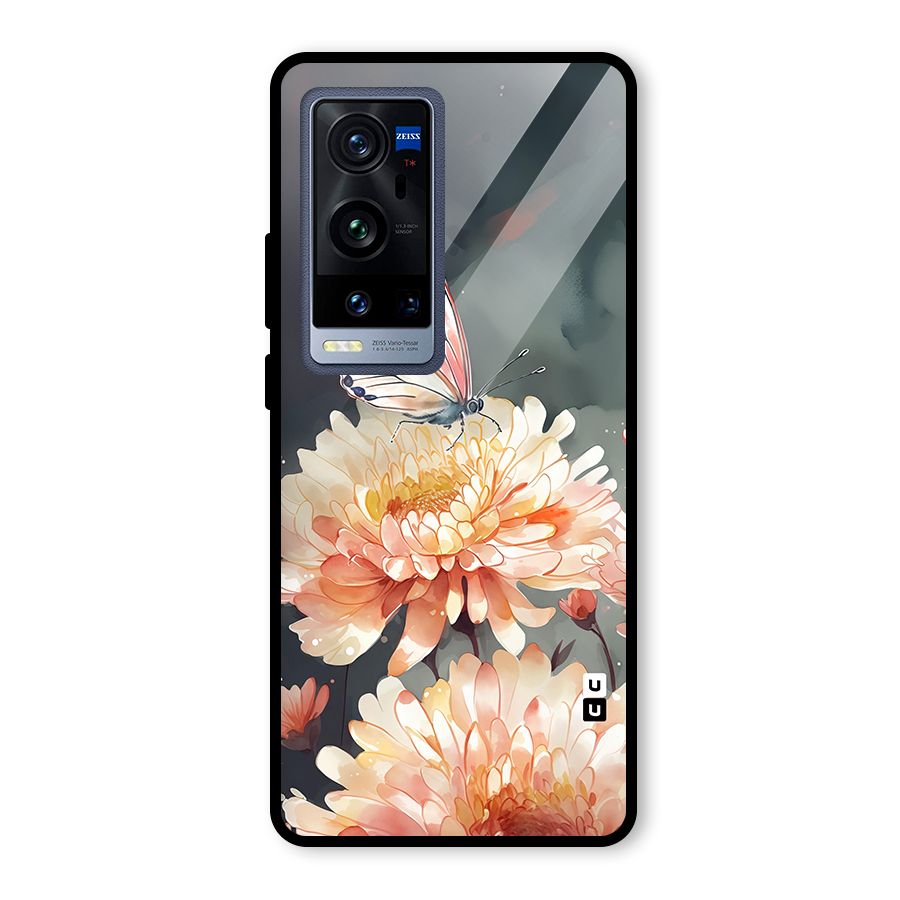 Digital Art Butterfly Flower Glass Back Case for Vivo X60 Pro Plus