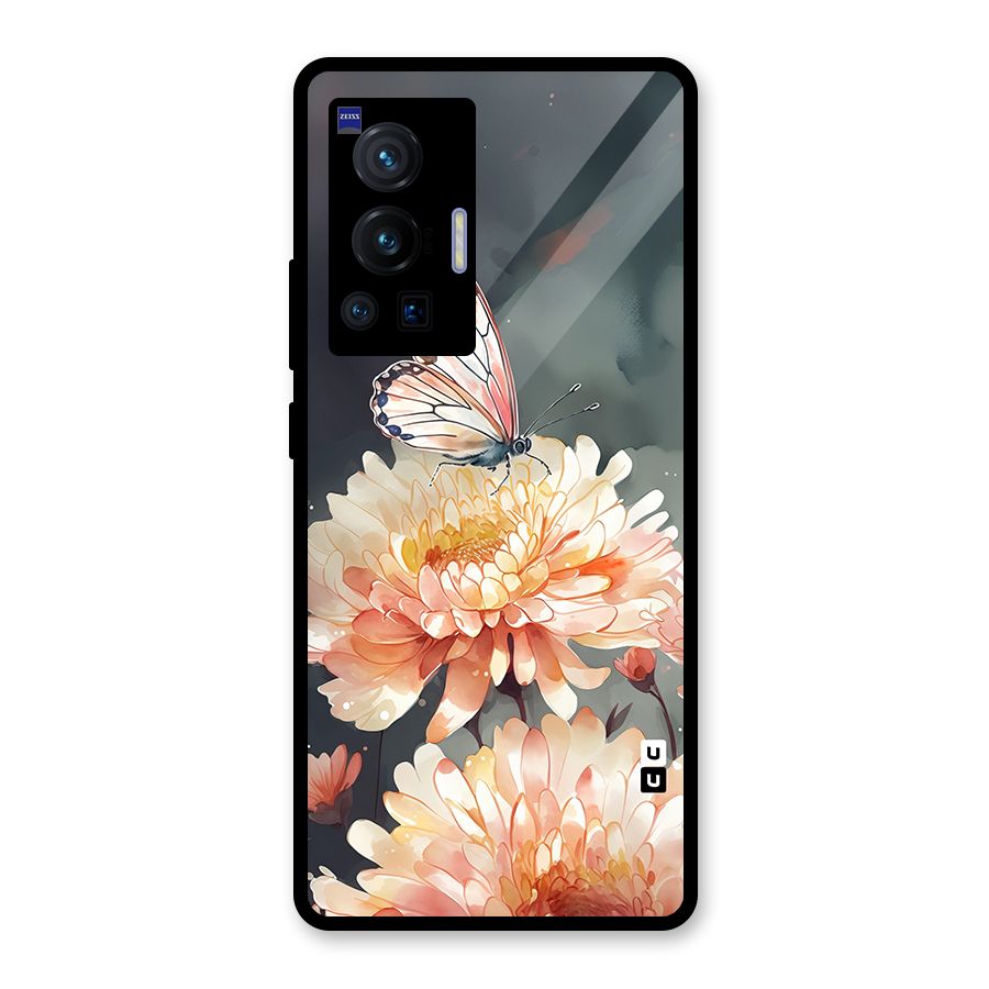 Digital Art Butterfly Flower Glass Back Case for Vivo X70 Pro