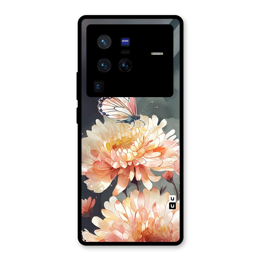 Digital Art Butterfly Flower Glass Back Case for Vivo X80 Pro