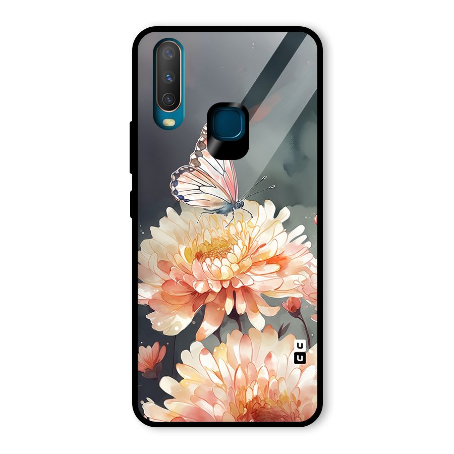 Digital Art Butterfly Flower Glass Back Case for Vivo Y12