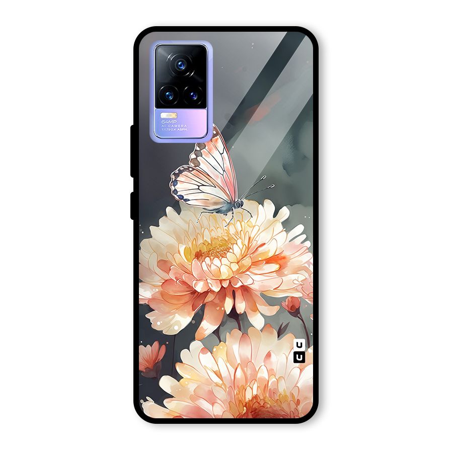 Digital Art Butterfly Flower Glass Back Case for Vivo Y73