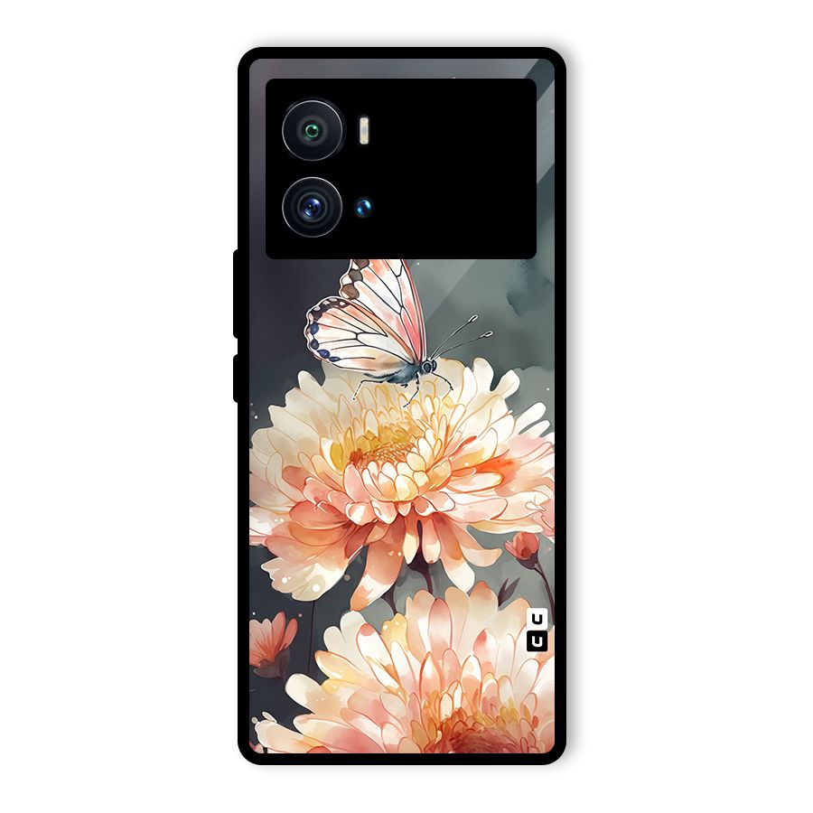 Digital Art Butterfly Flower Glass Back Case for Vivo iQOO 9 Pro