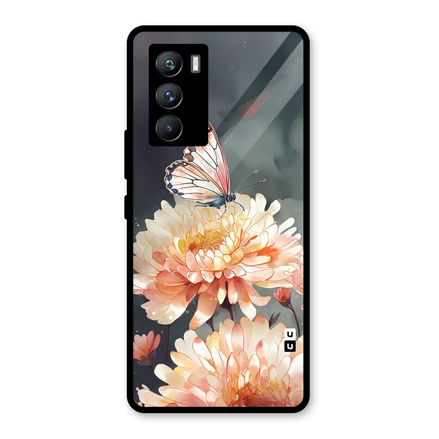 Digital Art Butterfly Flower Glass Back Case for Vivo iQOO 9 SE