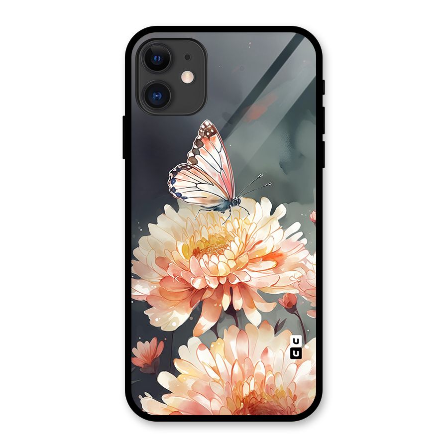 Digital Art Butterfly Flower Glass Back Case for iPhone 11