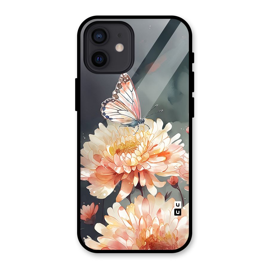 Digital Art Butterfly Flower Glass Back Case for iPhone 12