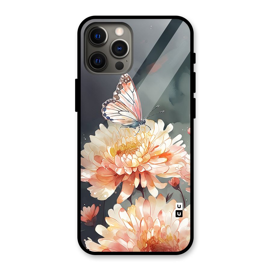 Digital Art Butterfly Flower Glass Back Case for iPhone 12 Pro Max