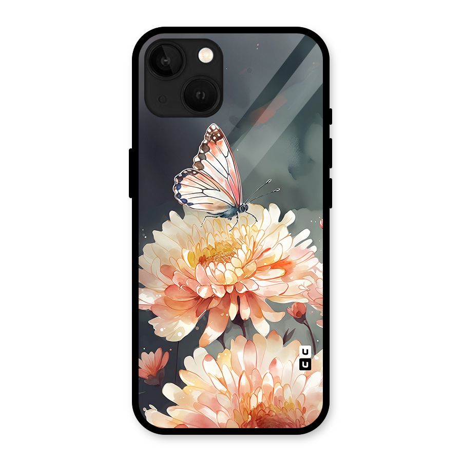 Digital Art Butterfly Flower Glass Back Case for iPhone 13