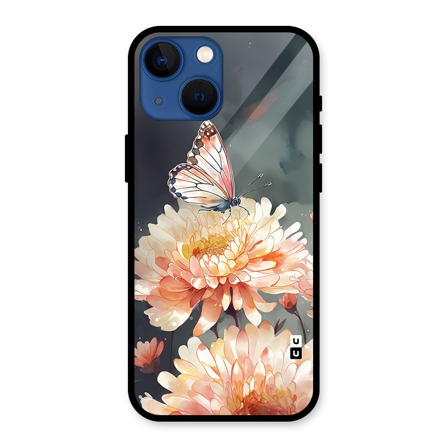 Digital Art Butterfly Flower Glass Back Case for iPhone 13 Mini