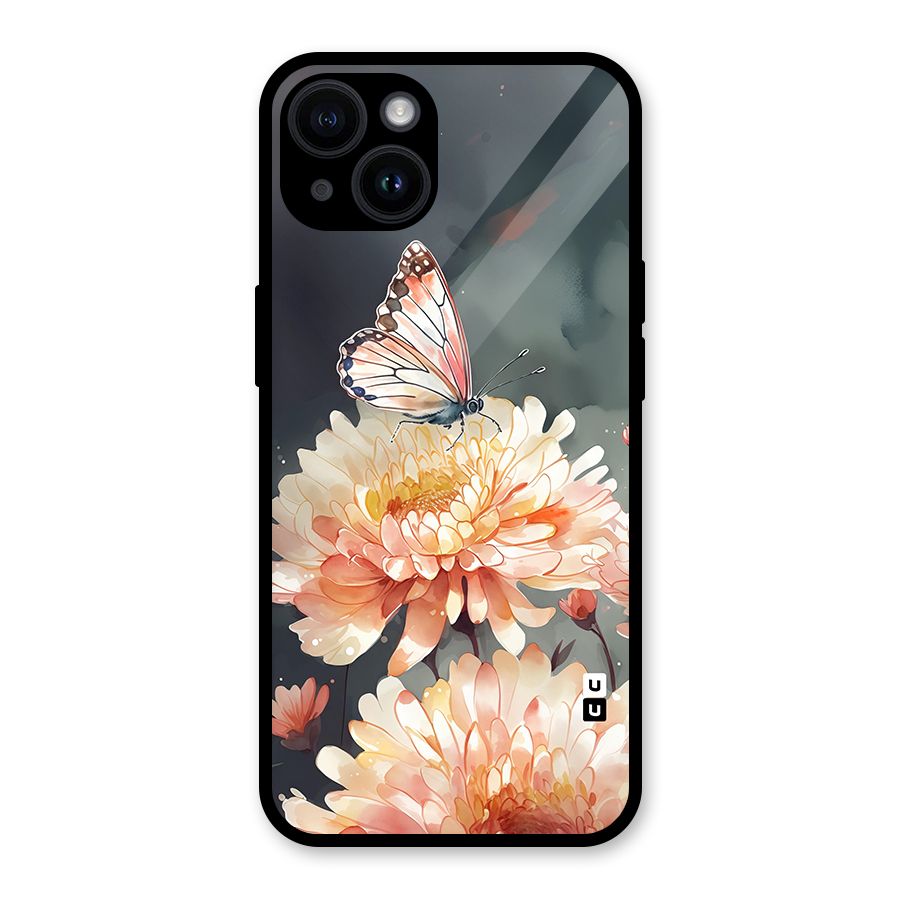 Digital Art Butterfly Flower Glass Back Case for iPhone 14