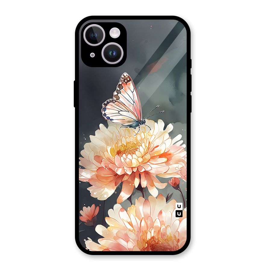 Digital Art Butterfly Flower Glass Back Case for iPhone 14 Plus