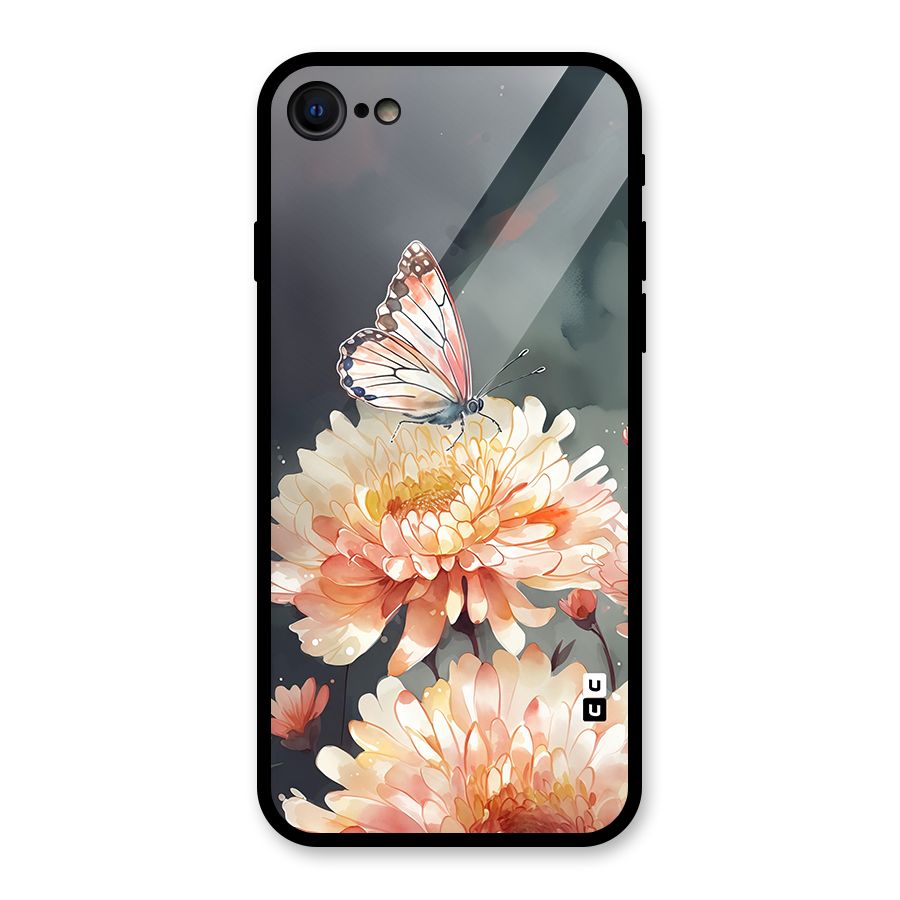 Digital Art Butterfly Flower Glass Back Case for iPhone 7
