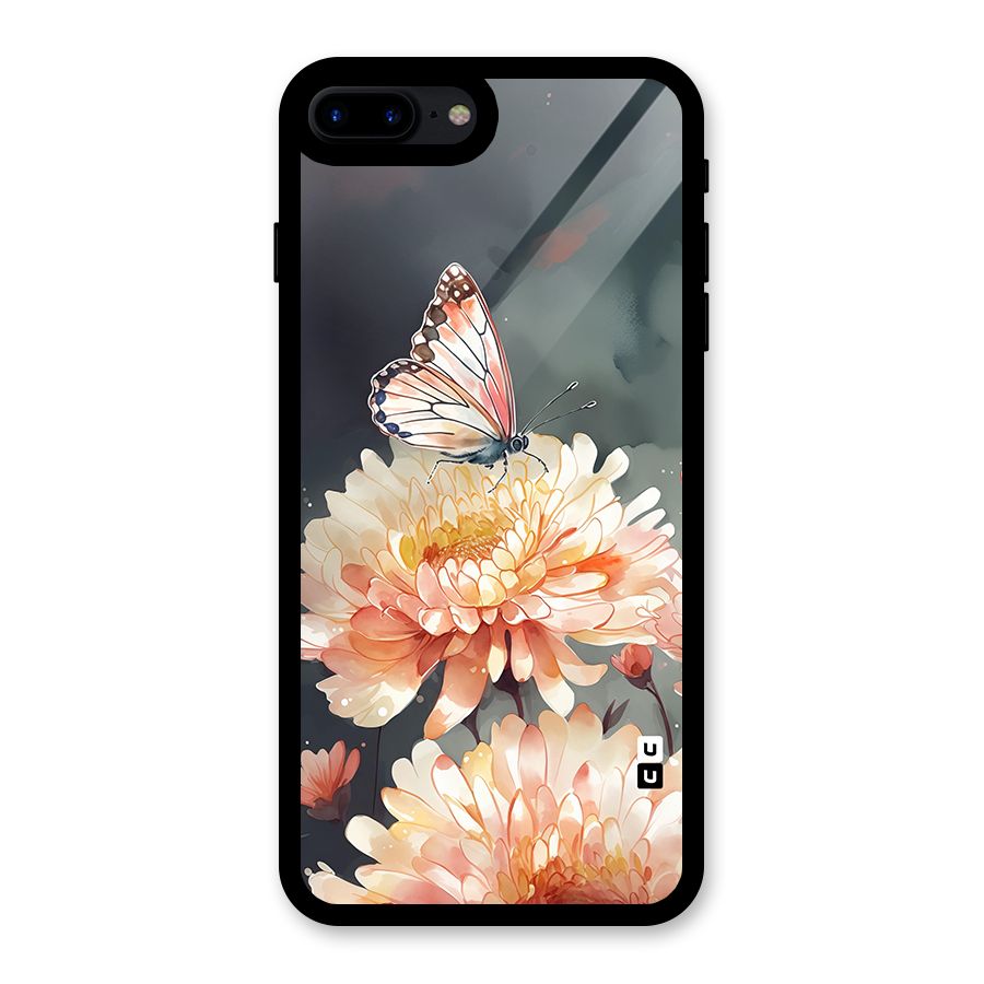 Digital Art Butterfly Flower Glass Back Case for iPhone 8 Plus