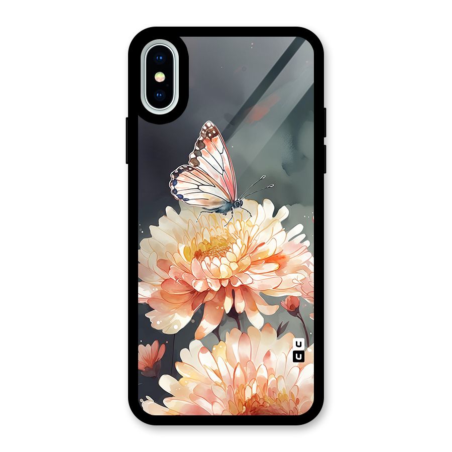 Digital Art Butterfly Flower Glass Back Case for iPhone XS