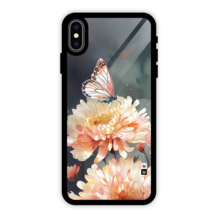 Digital Art Butterfly Flower Glass Back Case for iPhone XS Max