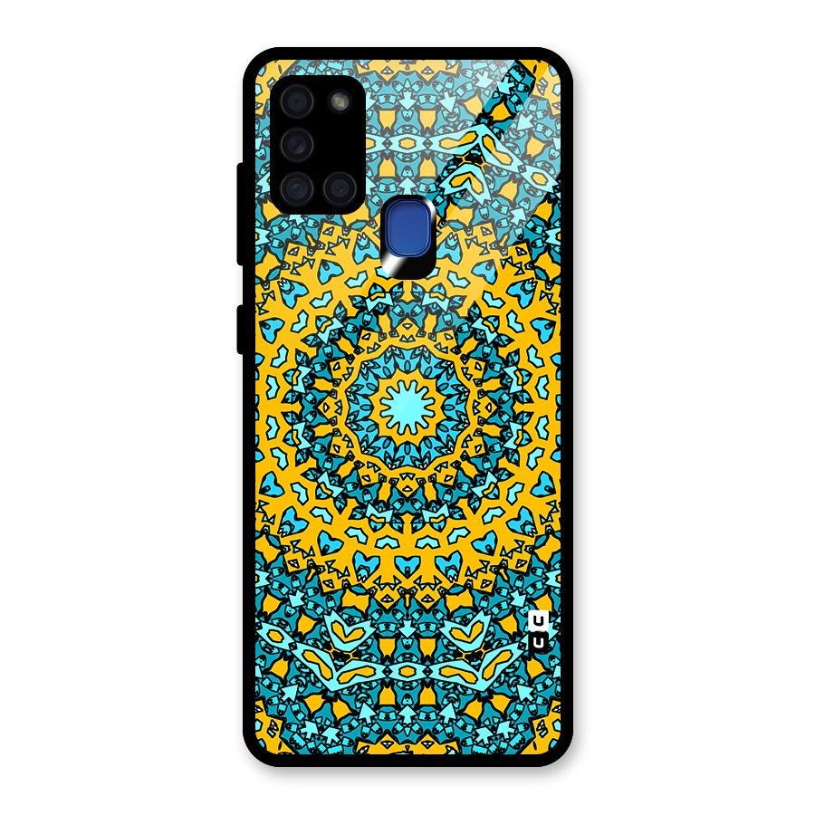 Digital Mandala Art Glass Back Case for Galaxy A21s