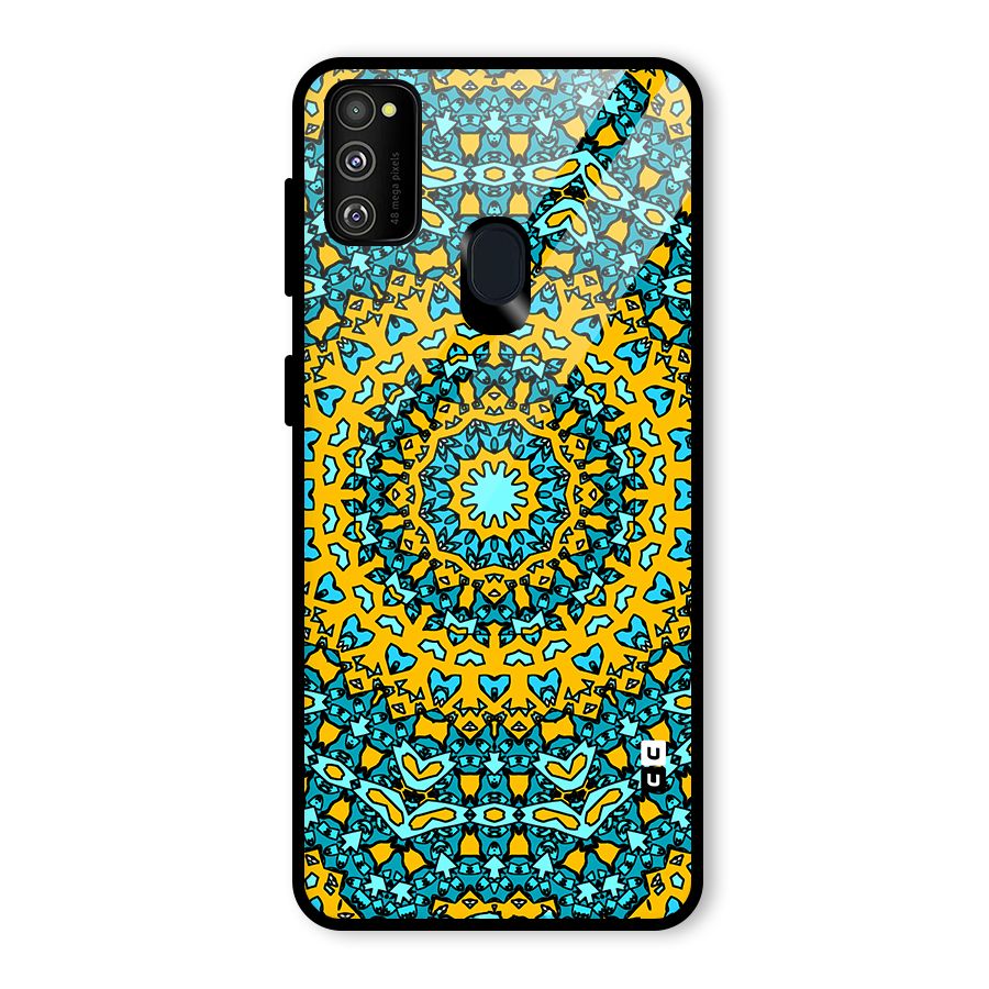 Digital Mandala Art Glass Back Case for Galaxy M30s