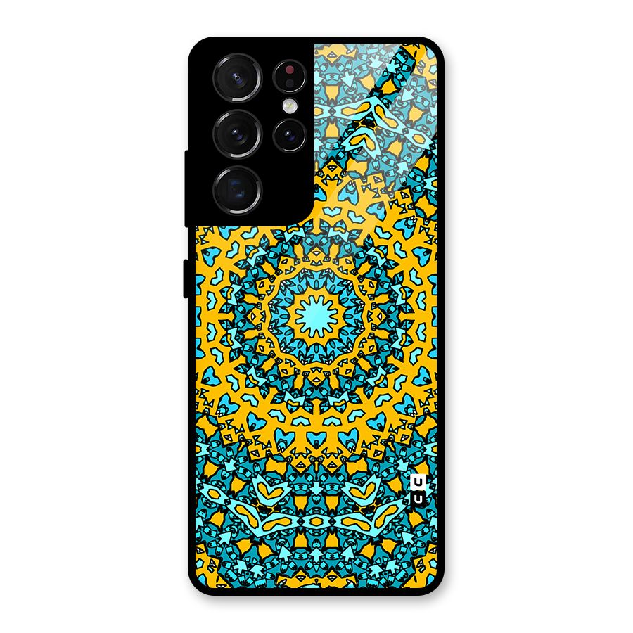 Digital Mandala Art Glass Back Case for Galaxy S21 Ultra 5G