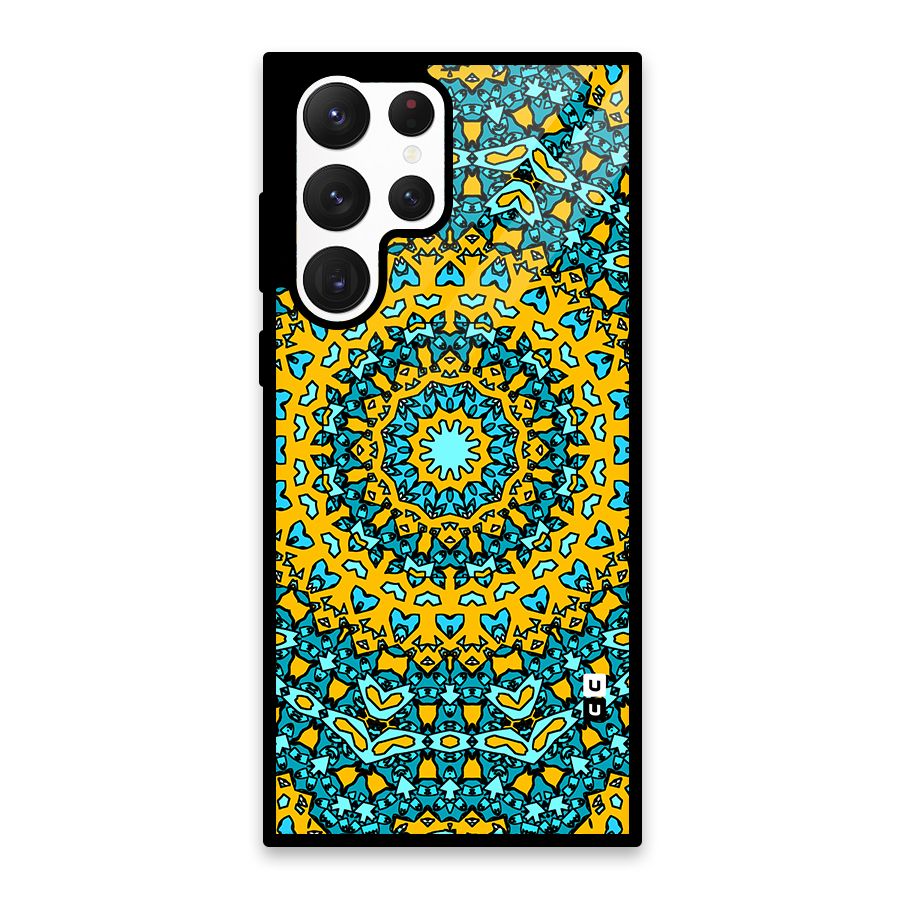 Digital Mandala Art Glass Back Case for Galaxy S22 Ultra 5G