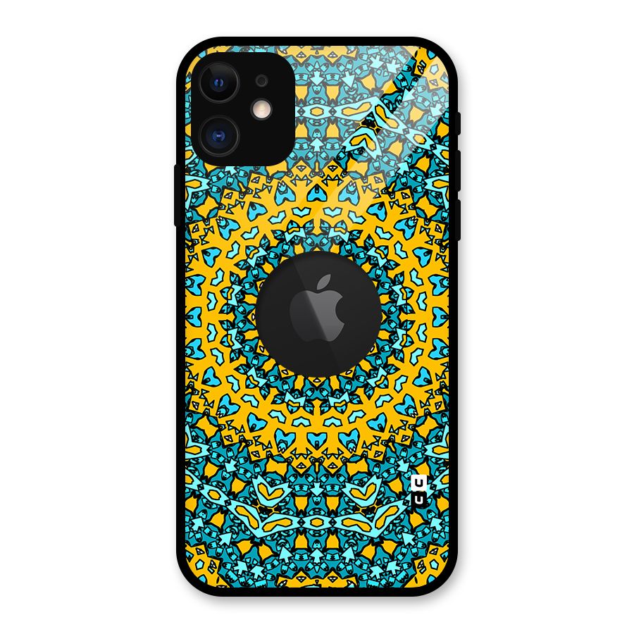 Digital Mandala Art Glass Back Case for iPhone 11 Logo Cut