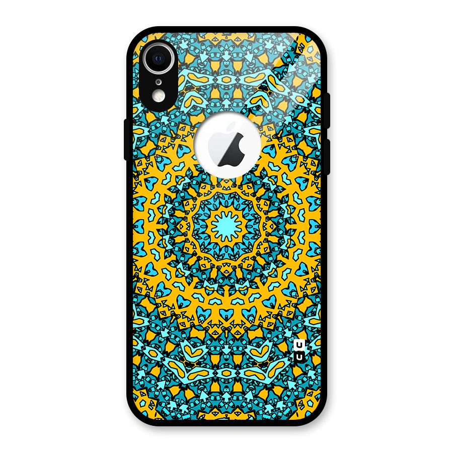 Digital Mandala Art Glass Back Case for iPhone XR Logo Cut