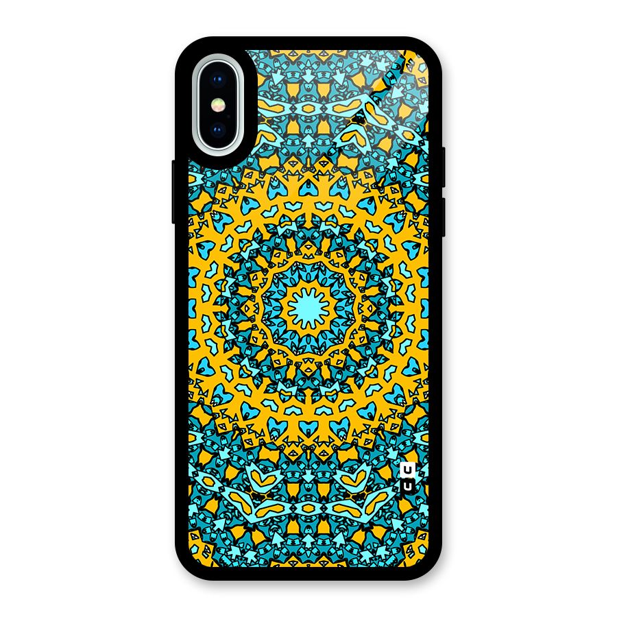 Digital Mandala Art Glass Back Case for iPhone XS