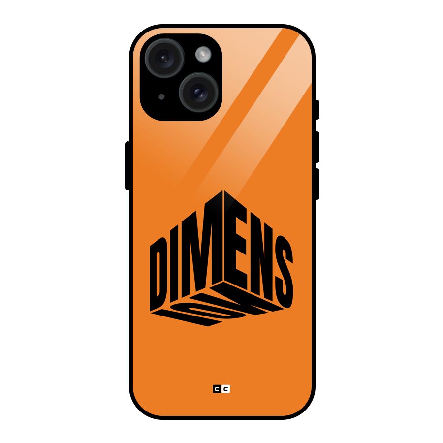 Dimension Typography Glass Back Case for iPhone 15