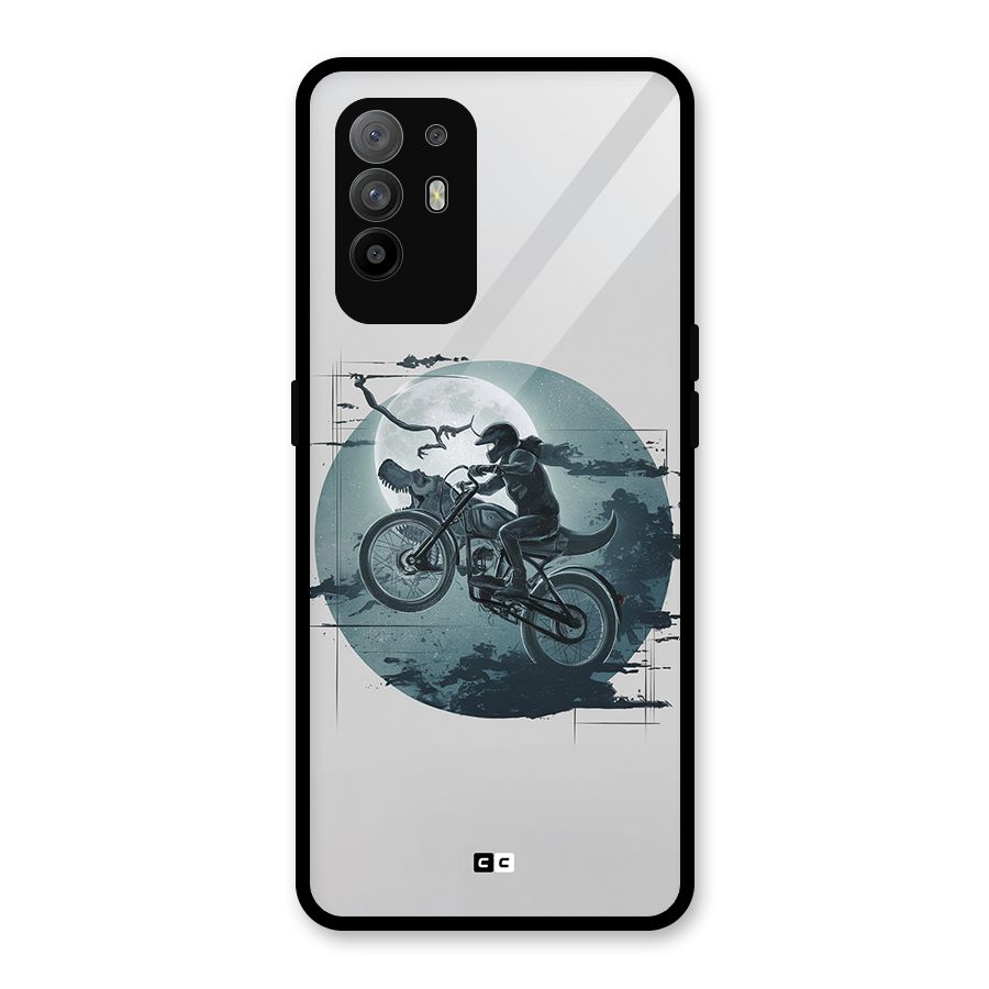 Dino Rider Glass Back Case for Oppo F19 Pro Plus 5G