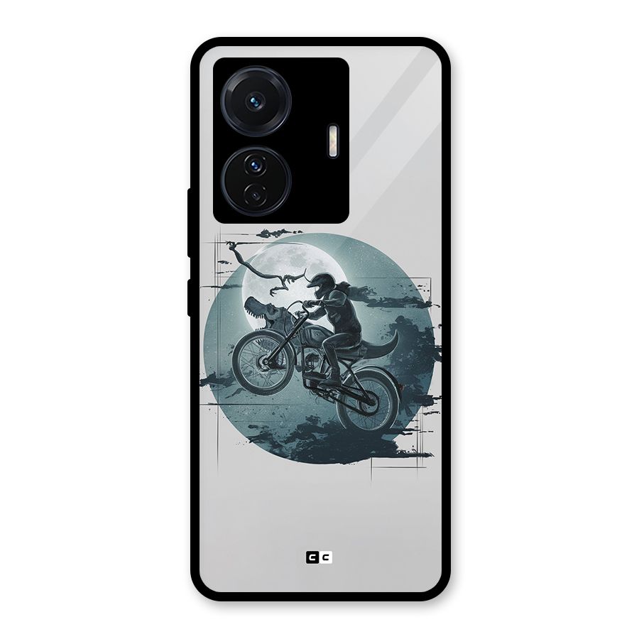 Dino Rider Glass Back Case for Vivo T1 Pro