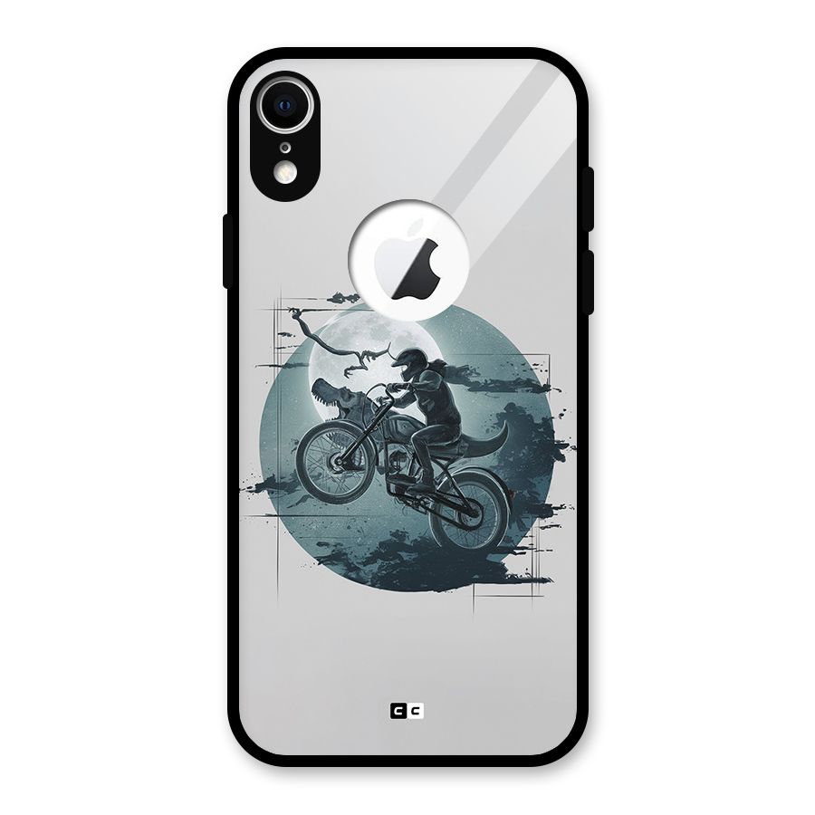 Dino Rider Glass Back Case for iPhone XR Logo Cut