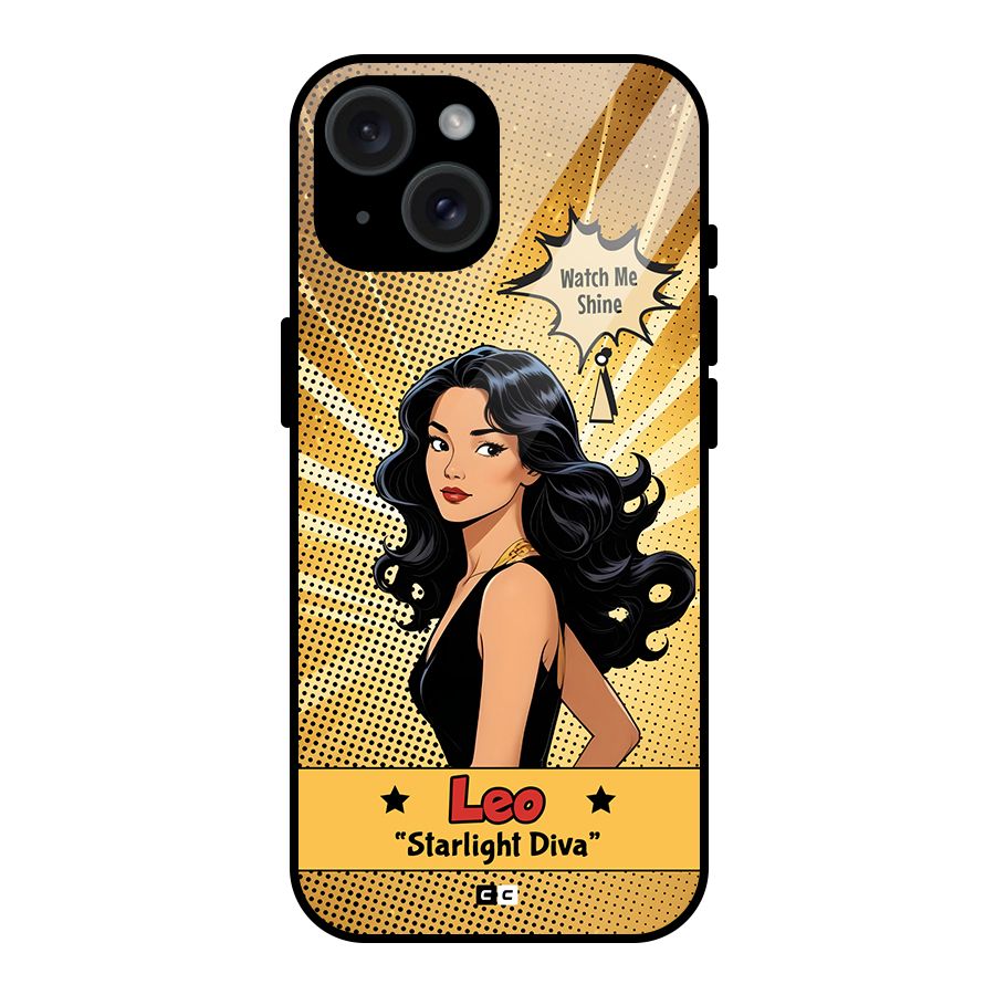 Diva Leo Glass Back Case for iPhone 15