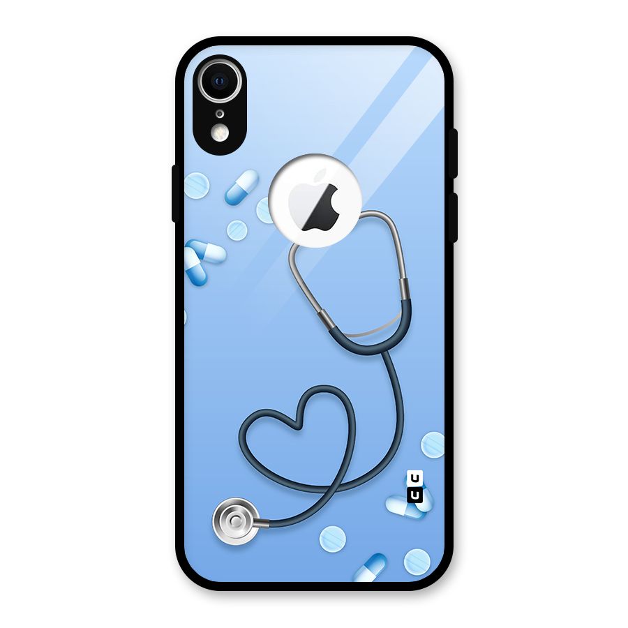 Doctors Stethoscope Glass Back Case for iPhone XR Logo Cut