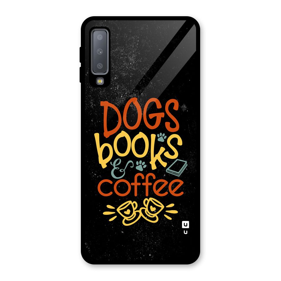 Dogs Books Coffee Glass Back Case for Galaxy A7 (2018)