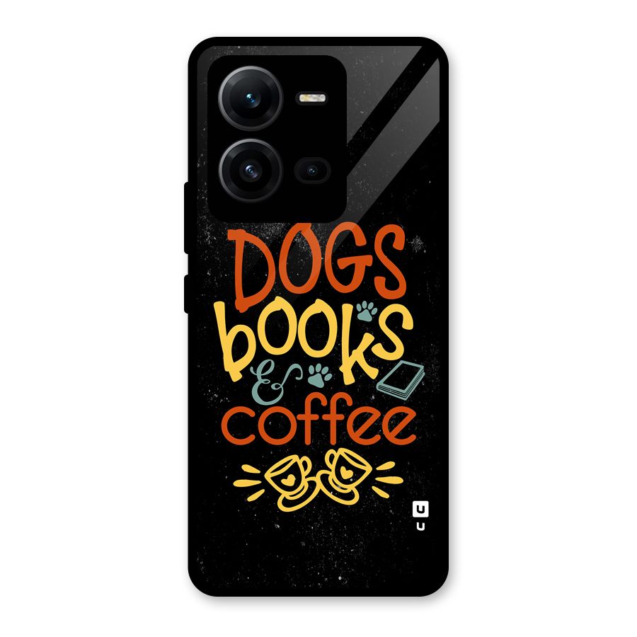 Dogs Books Coffee Glass Back Case for Vivo V25