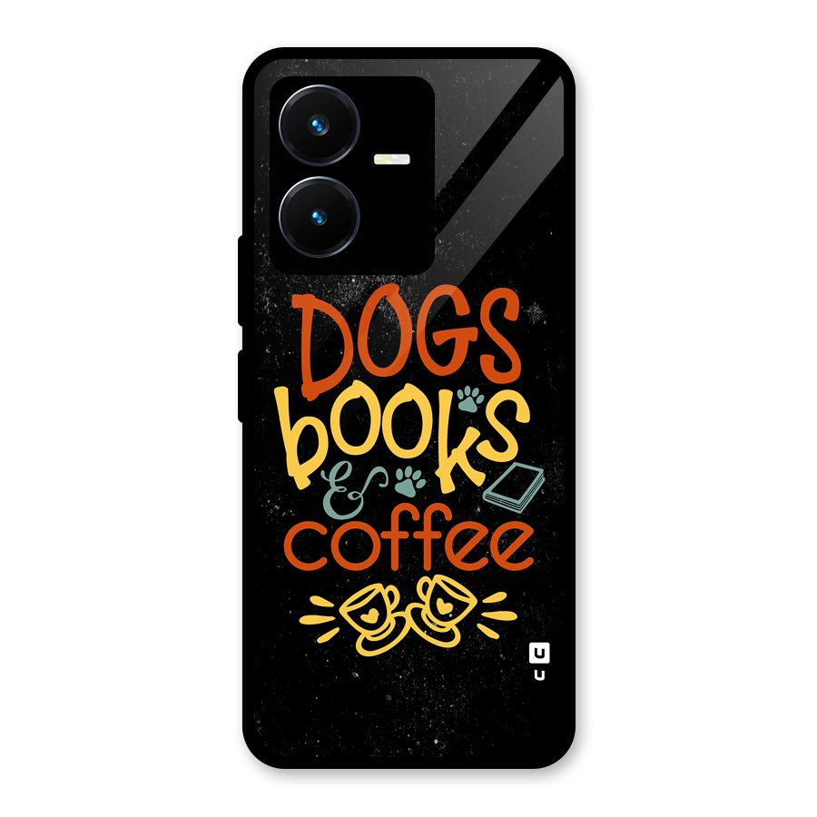 Dogs Books Coffee Glass Back Case for Vivo Y22s